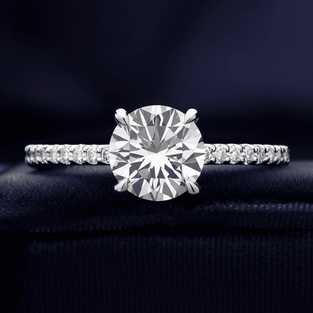 Diamond engagement ring being analyzed